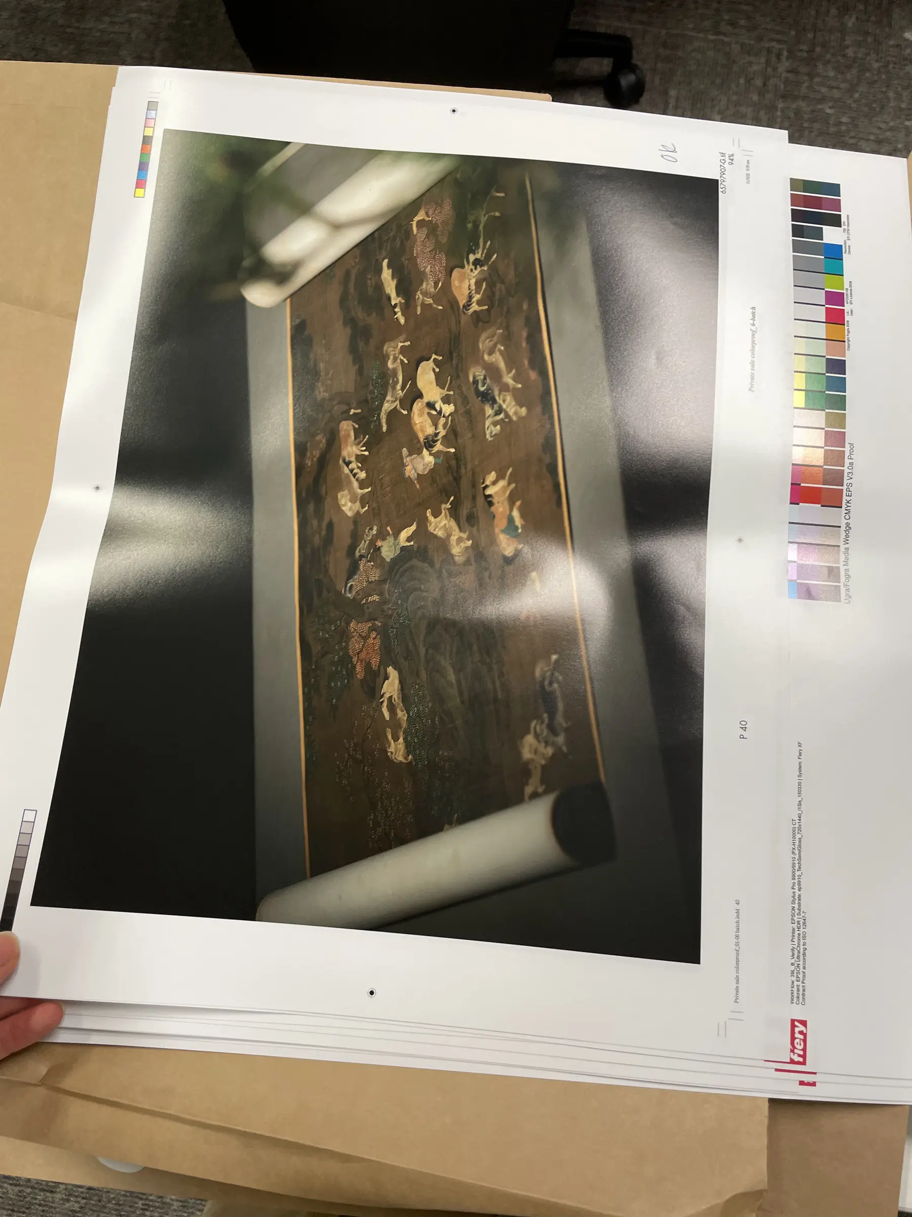 Page proof with colour-control strip.