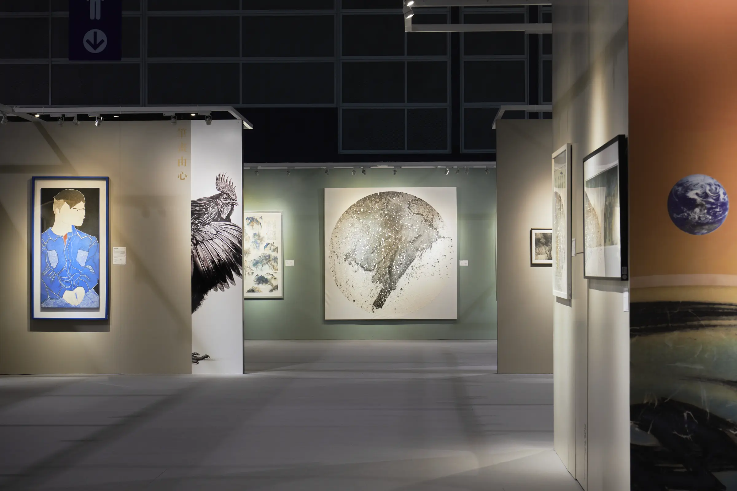 Christie’s gallery with large framed works.