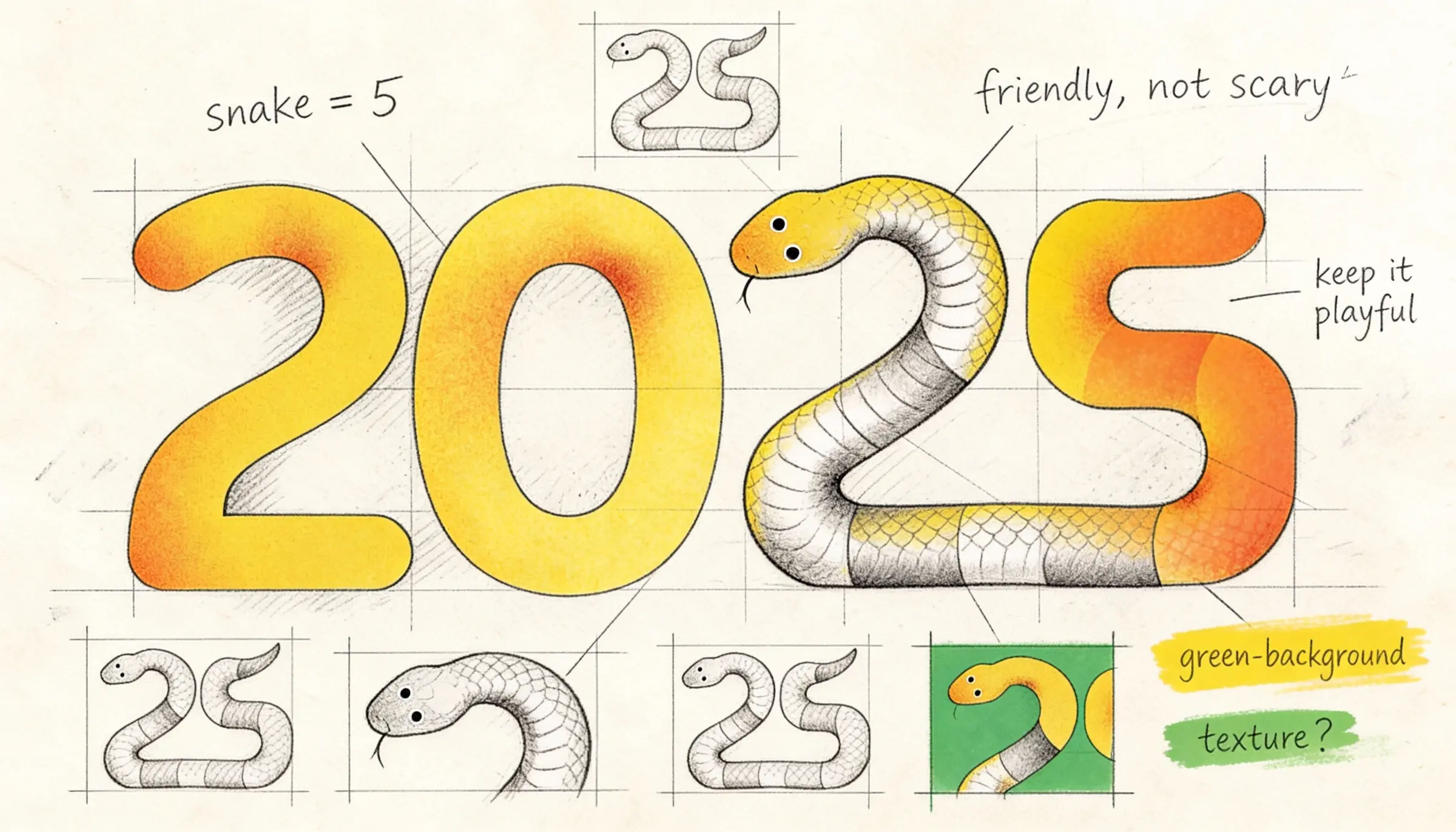 2025 snake-character and concept sketch.