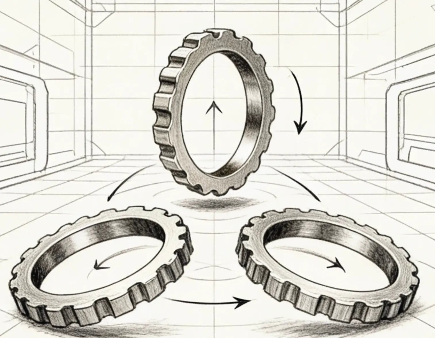 Mechanics storyboard for ring rotation, separation and reconnection.