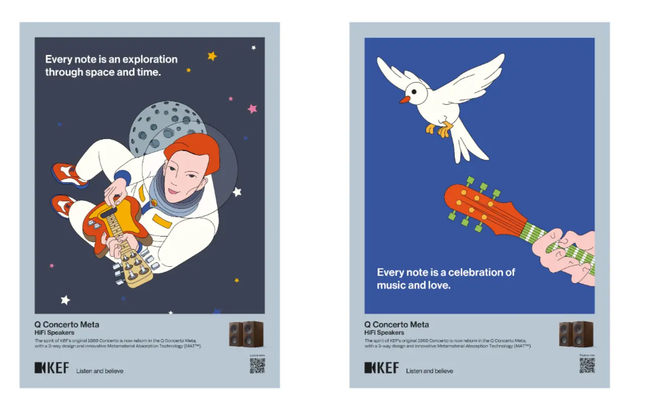 Final hand-drawn campaign illustration pair.