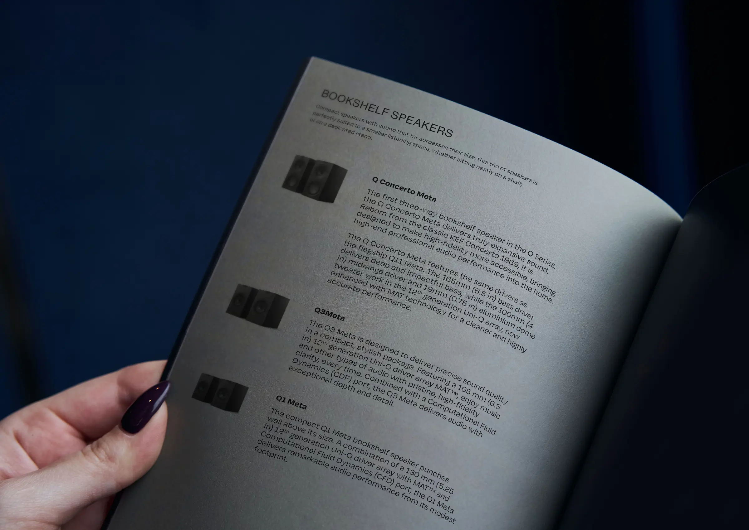 Printed brochure photographed in hand.